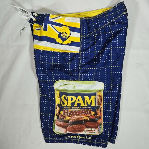 Hawaiian Island Creations SPAM Graphic Swim Trunks Men's Size 34 Funky & Fun - Picture 7 of 8